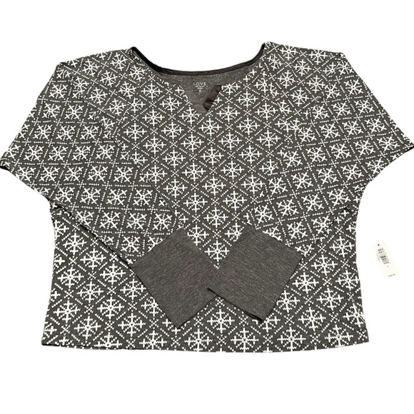 Love by GAP Gray/White Snowflake Patterned Pajama Top Size S - Picture 6 of 10